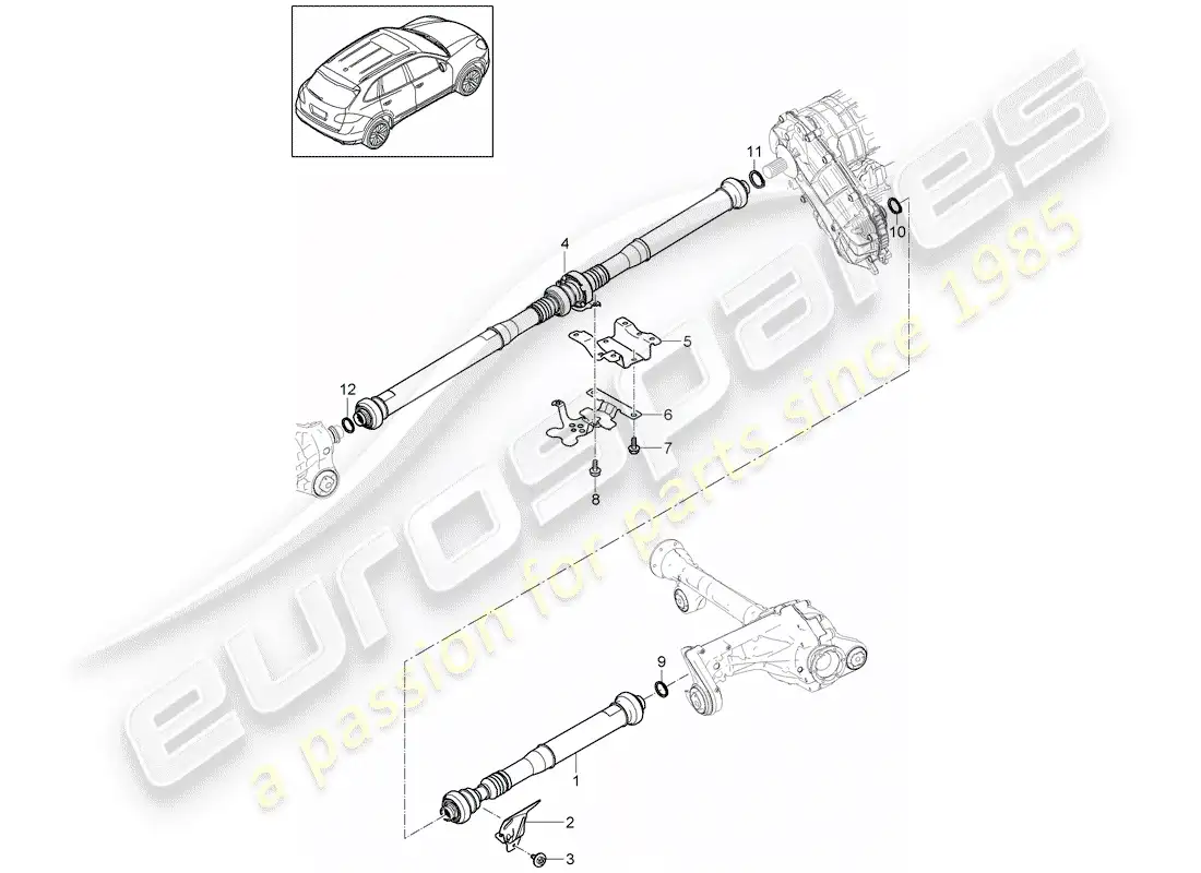 porsche 2015 (cayenne e2 92a) árbol de transmisión diagrama de piezas