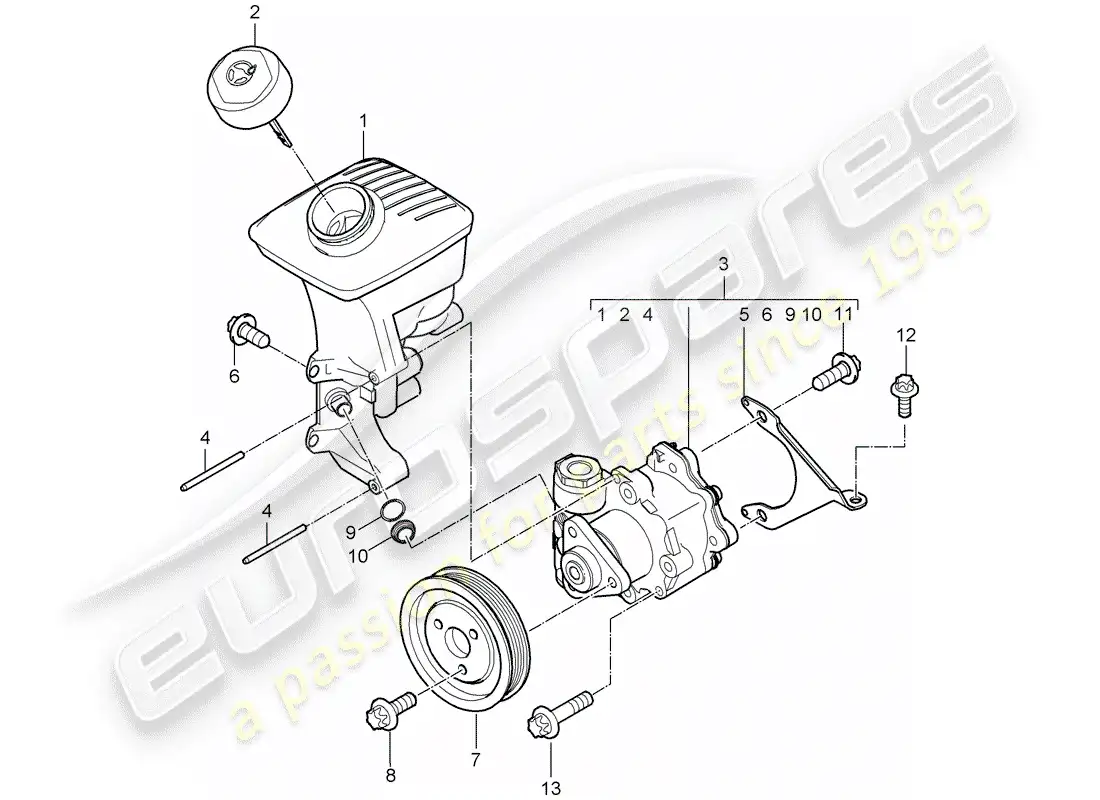 porsche 2011 (987 boxster) dirección asistida diagrama de piezas