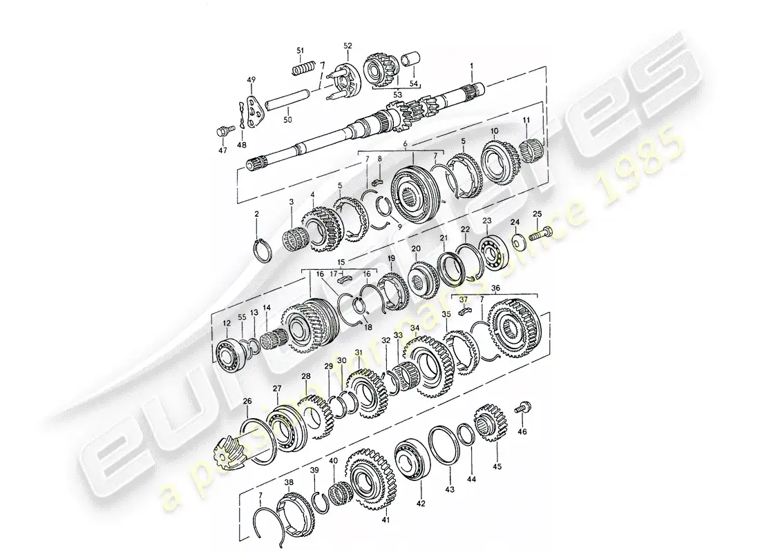 porsche 1991 (944) engranajes y ejes - para - caja de cambios manual diagrama de piezas