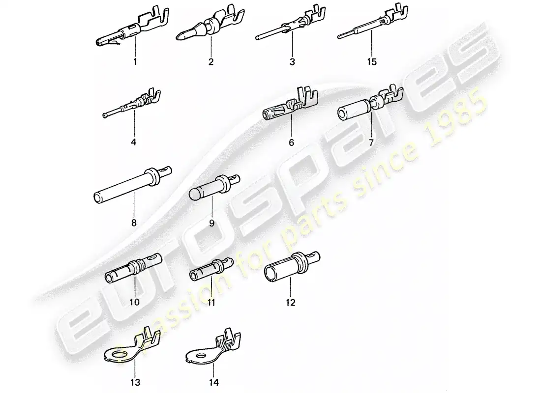 porsche 1991 (944) terminal pin (macho) - pin de contacto - zapata de cable diagrama de piezas