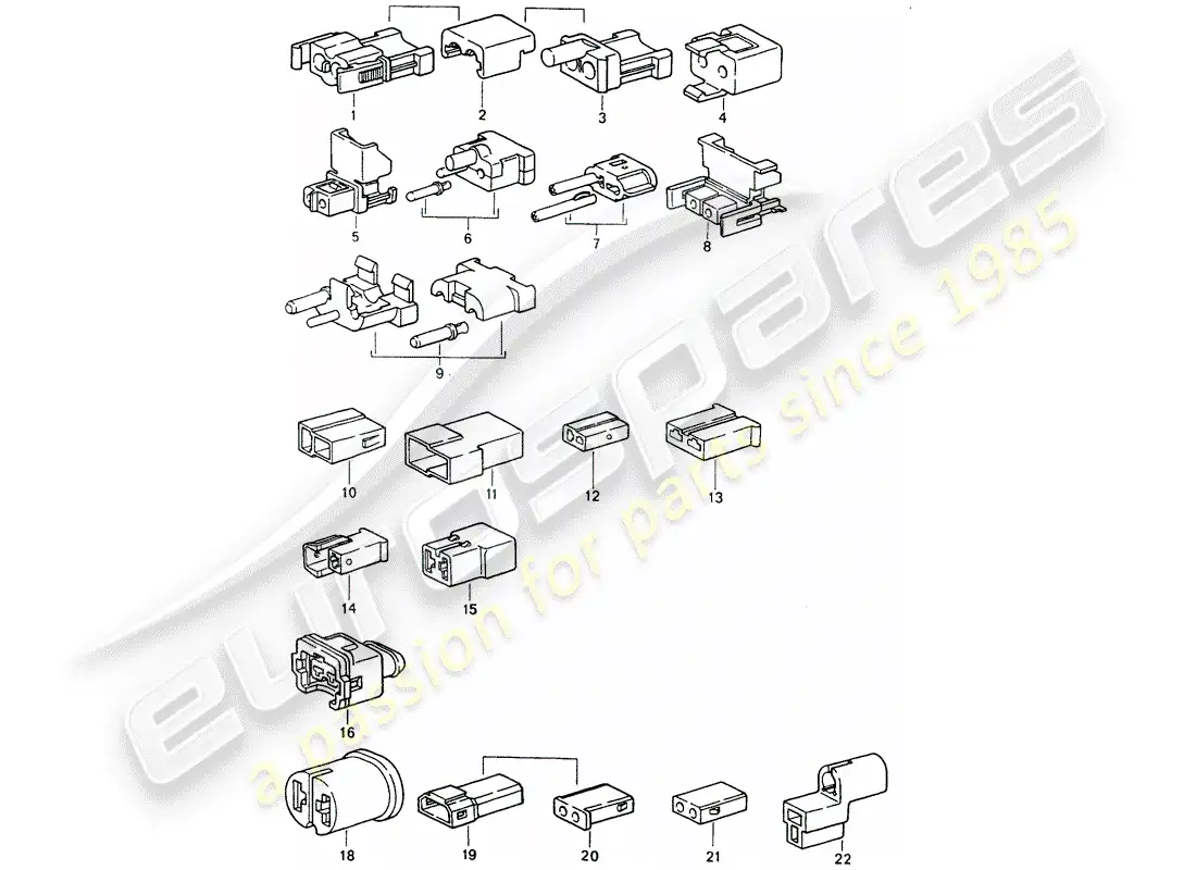porsche 1989 (964) carcasa del conector diagrama de piezas