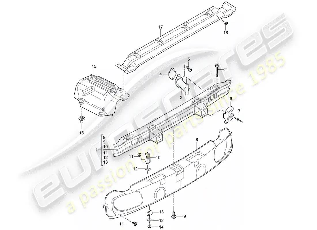 porsche 2009 997-2 turbo / gt2 parachoque diagrama de piezas