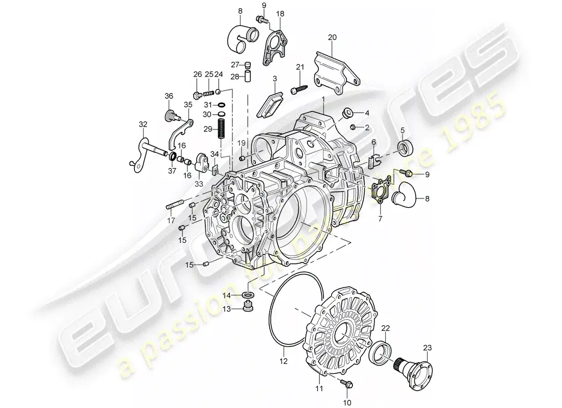 porsche 2009 997-2 turbo / gt2 caja de transmisión diagrama de piezas