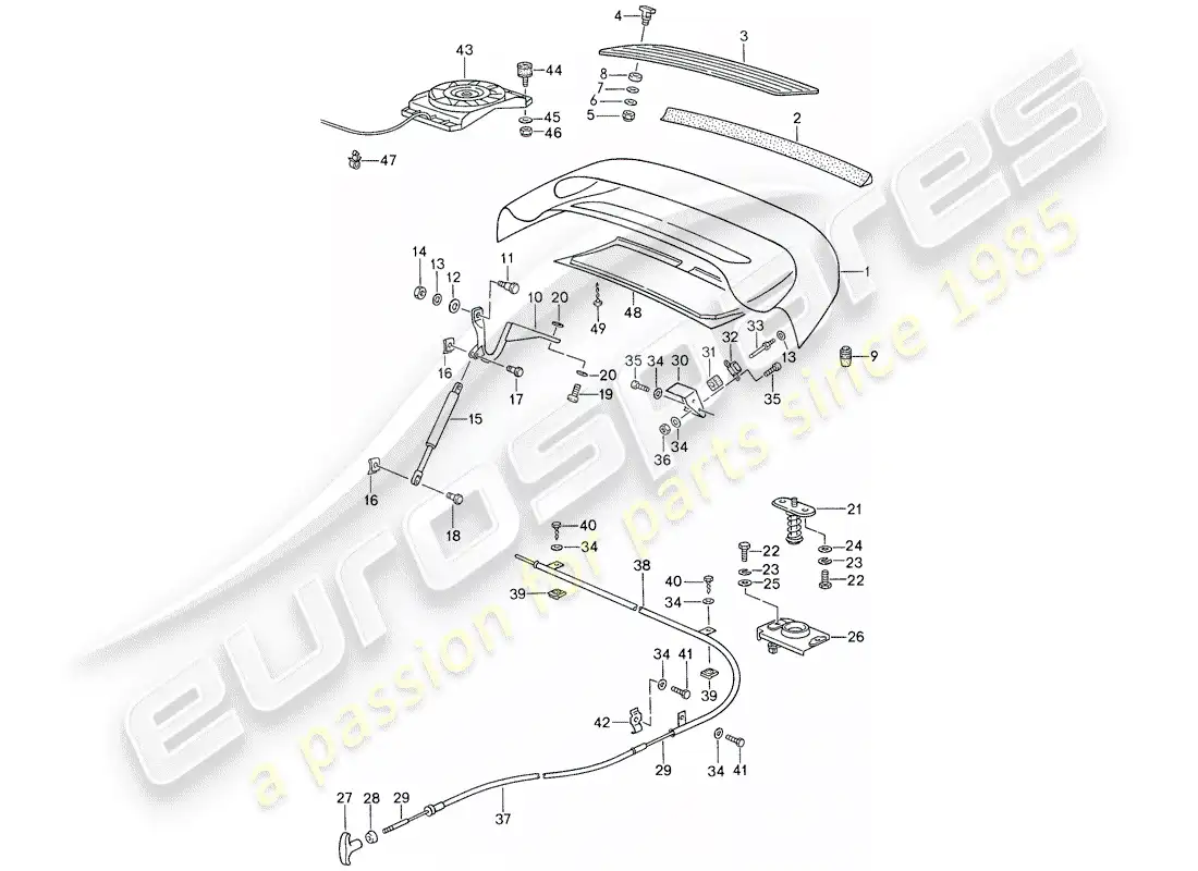 porsche 1988 (959) cubrir diagrama de piezas