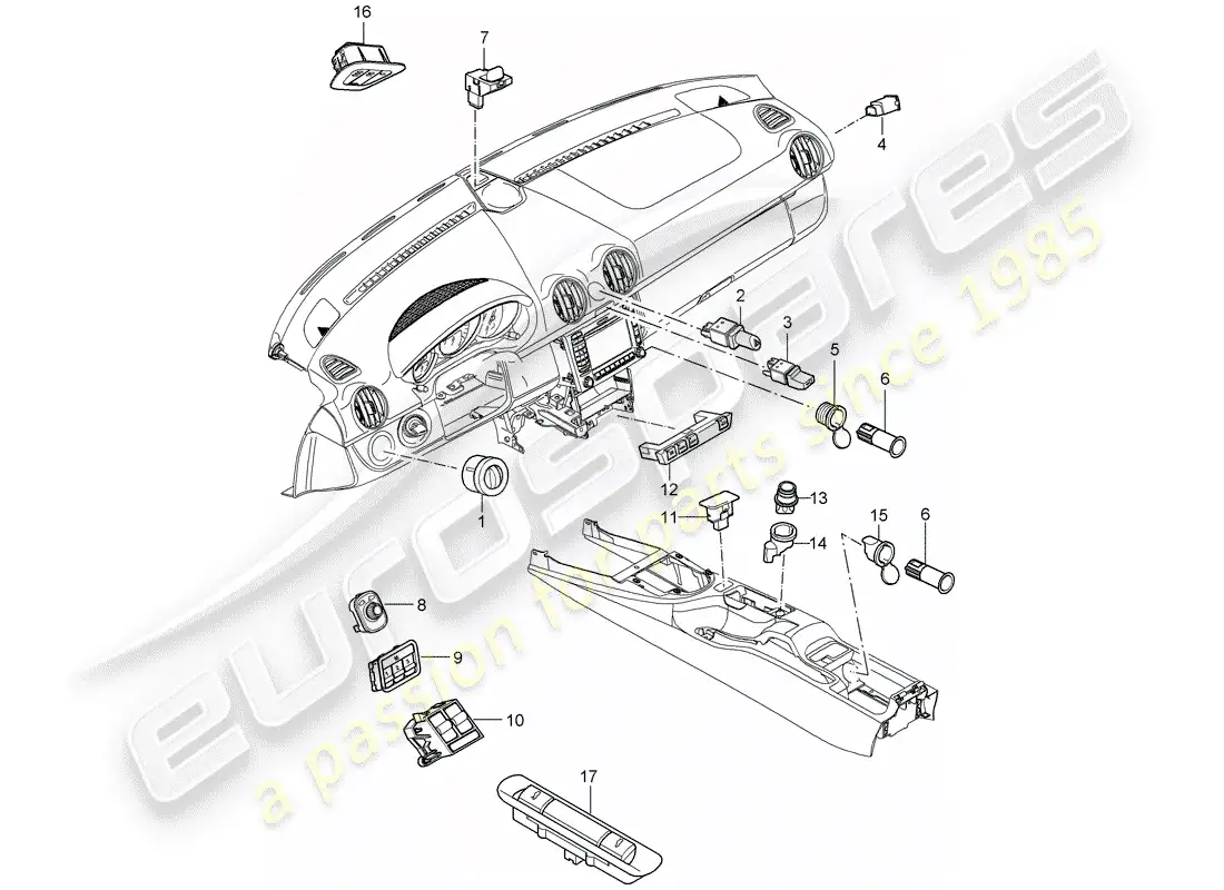 porsche 2006 (987 cayman) switch diagrama de piezas