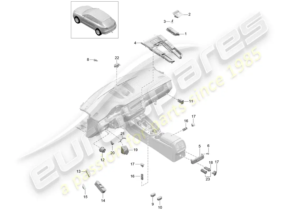 porsche 2016 (macan) switch diagrama de piezas