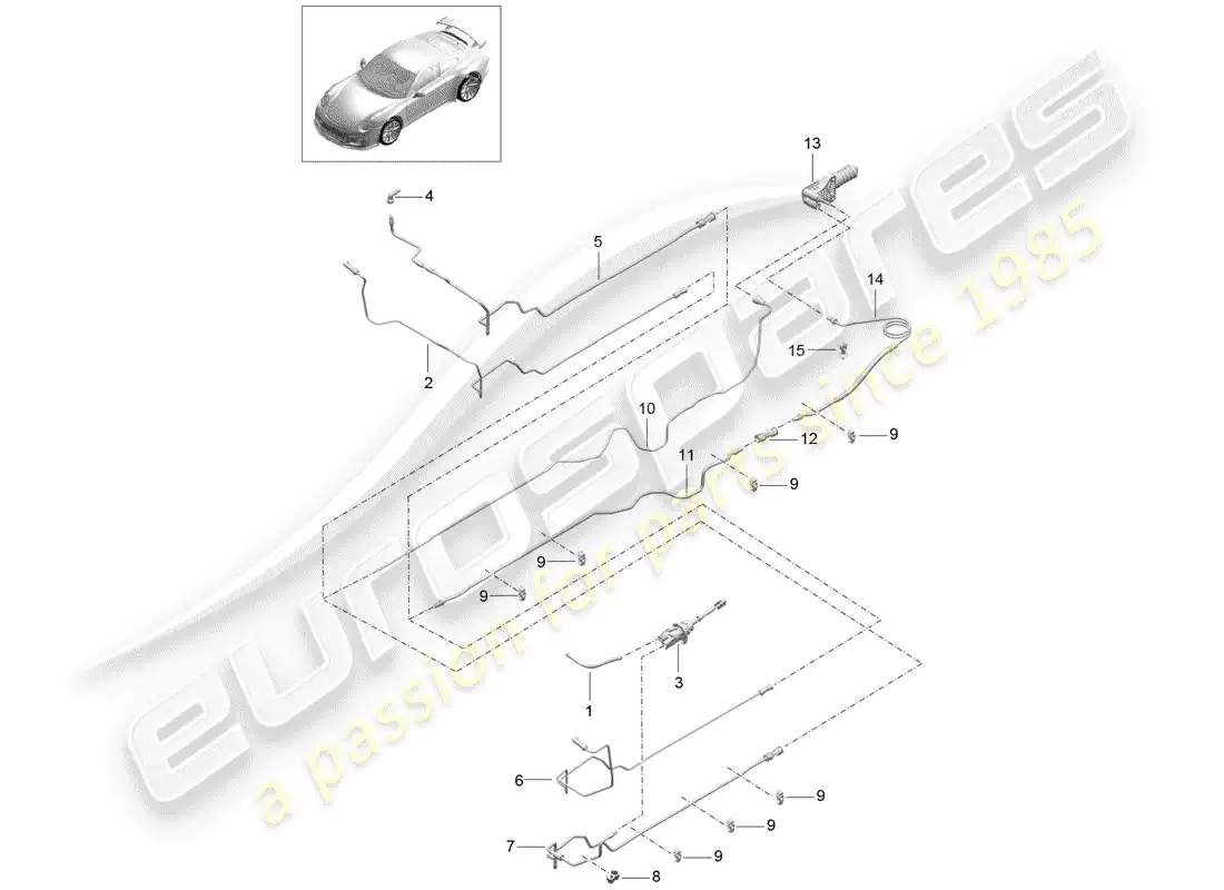 porsche 2018 (991-2 r/gt3/rs) embrague hidráulico diagrama de piezas