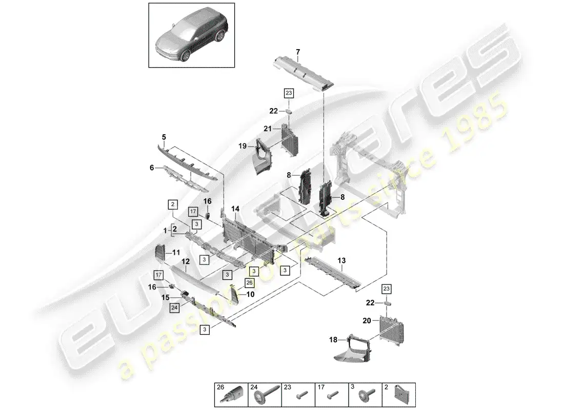 porsche 2019 (cayenne e3 9ya/9yb) ducto de aire diagrama de piezas