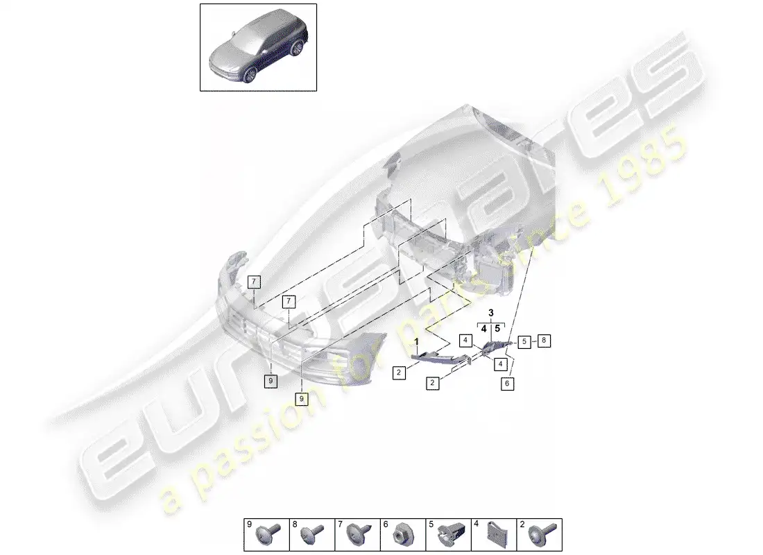 porsche 2019 (cayenne e3 9ya/9yb) fasteners diagrama de piezas