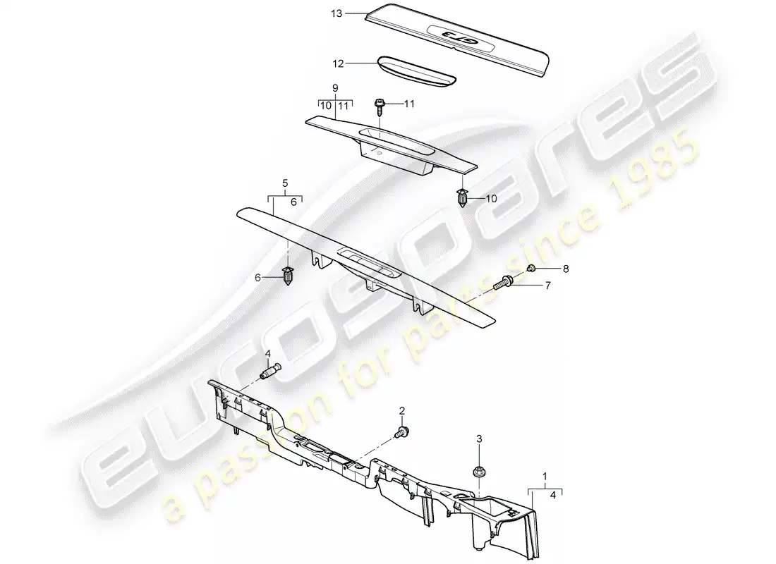 porsche 2008 (997-1 gt3) recubrimiento diagrama de piezas