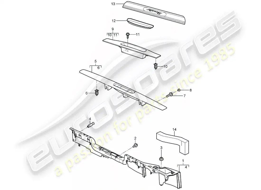 porsche 2007 (987 boxster) recubrimiento diagrama de piezas