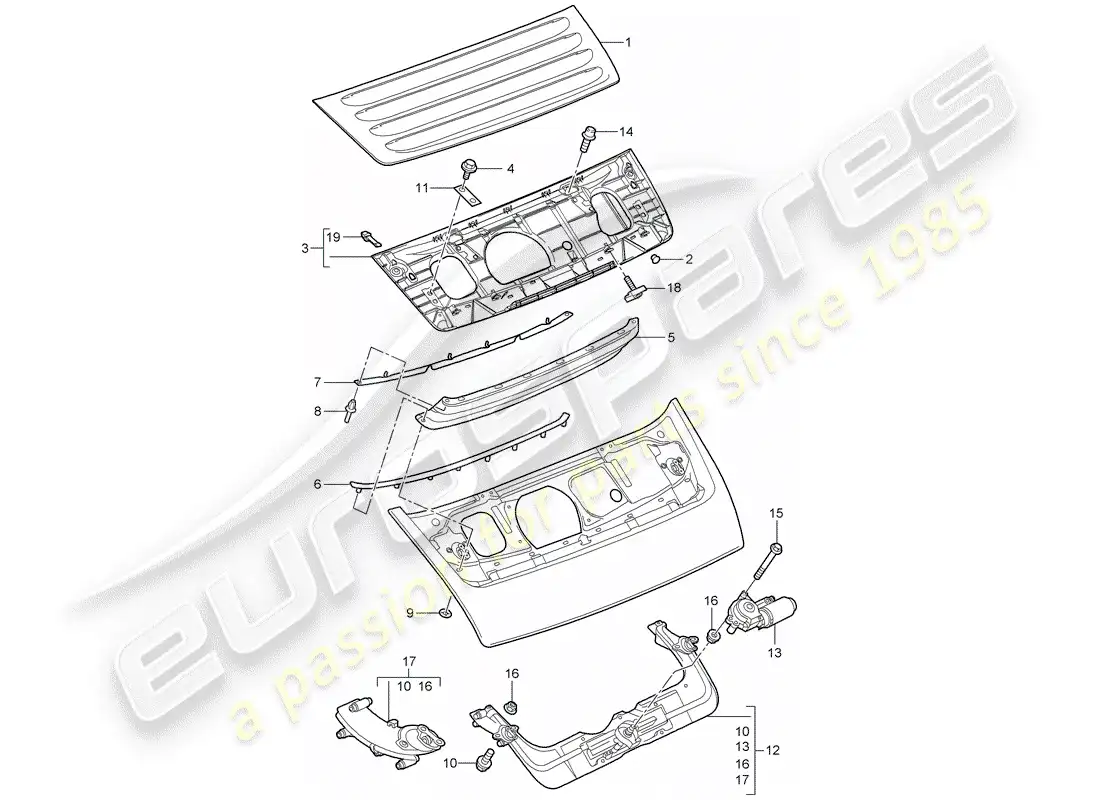 porsche 2010 (997-2) alerón trasero diagrama de piezas