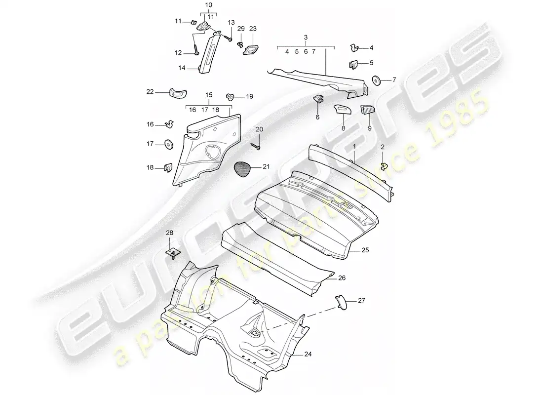 porsche 2008 (997-1) adornos diagrama de piezas