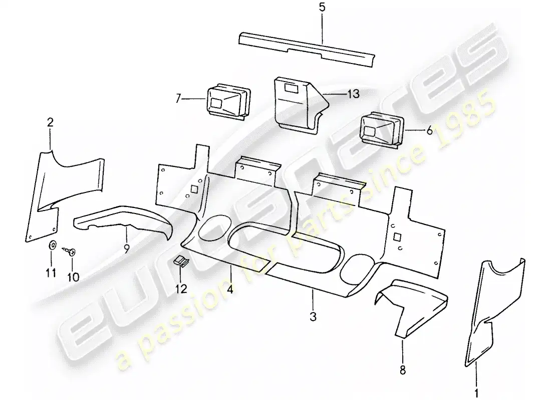 porsche 1988 (959) deflector de calor - parachoques diagrama de piezas