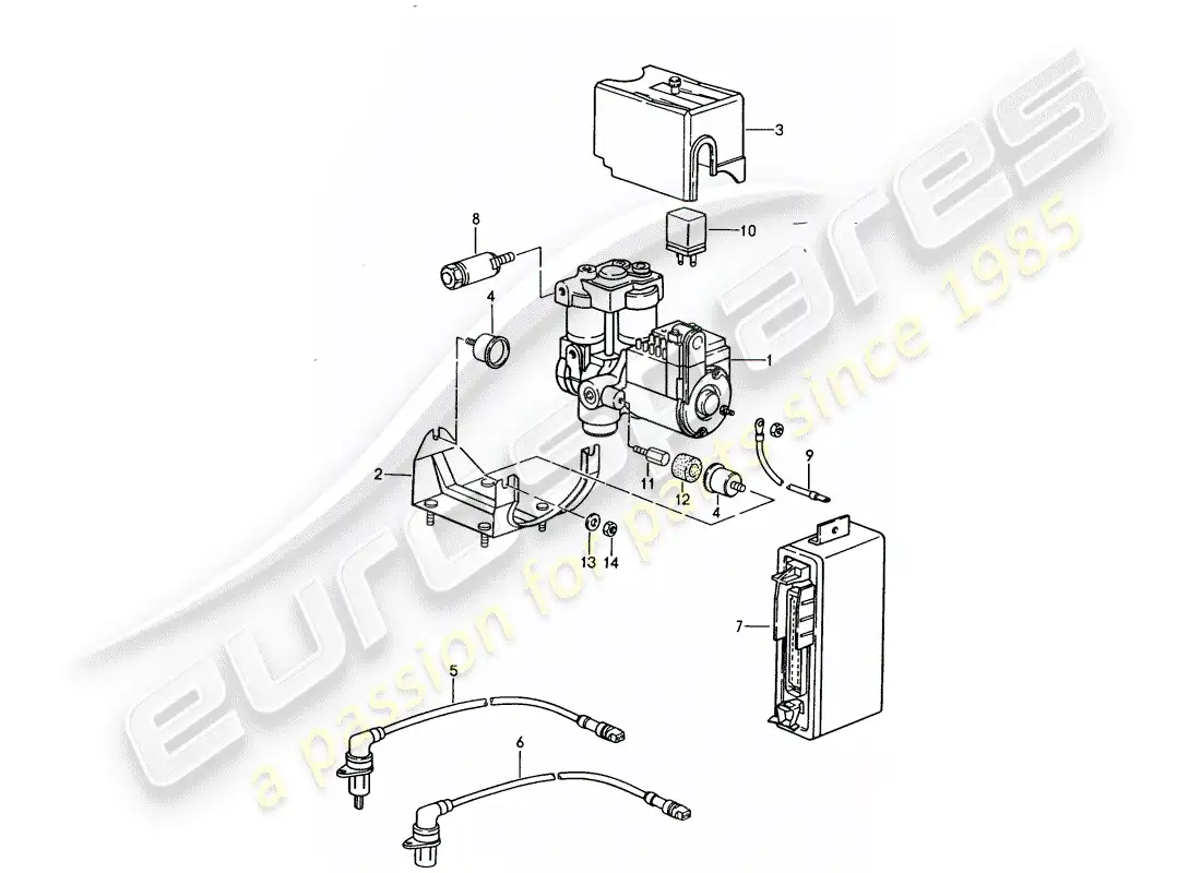 porsche 1987 (944) unidad hidraulica - -abs- diagrama de piezas