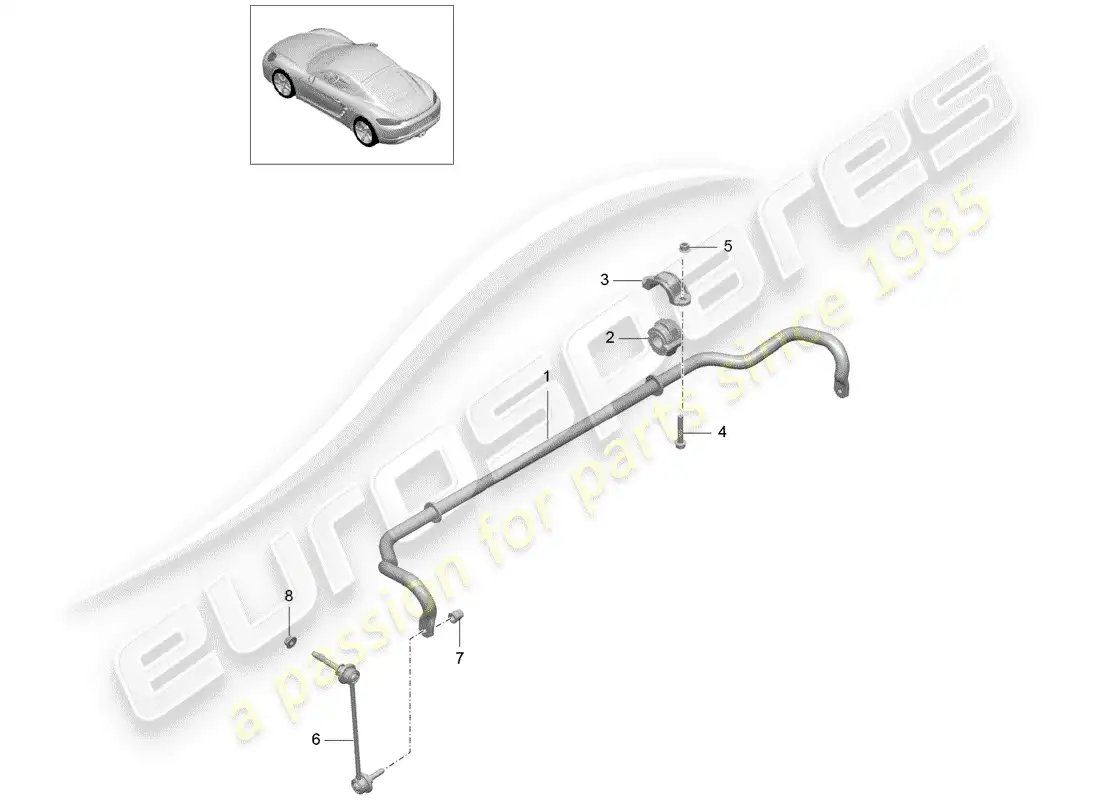 porsche 2020 (718 cayman) estabilizador diagrama de piezas