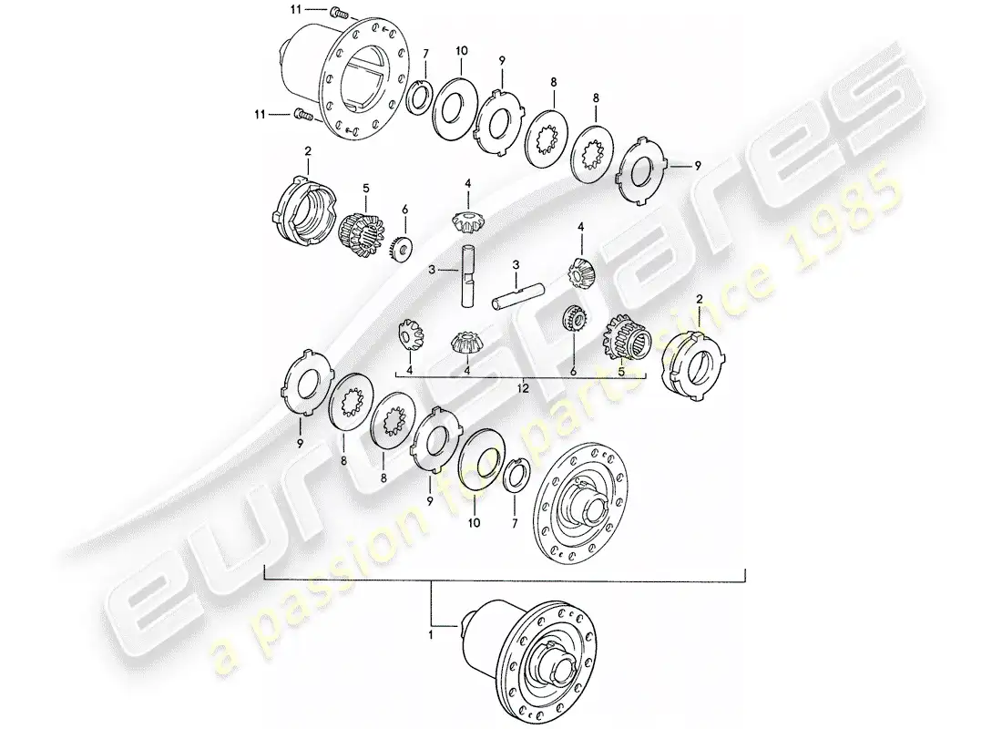 porsche 1990 (928) transmisión automática - diferencial de deslizamiento limitado - d >> - mj 1989 diagrama de piezas
