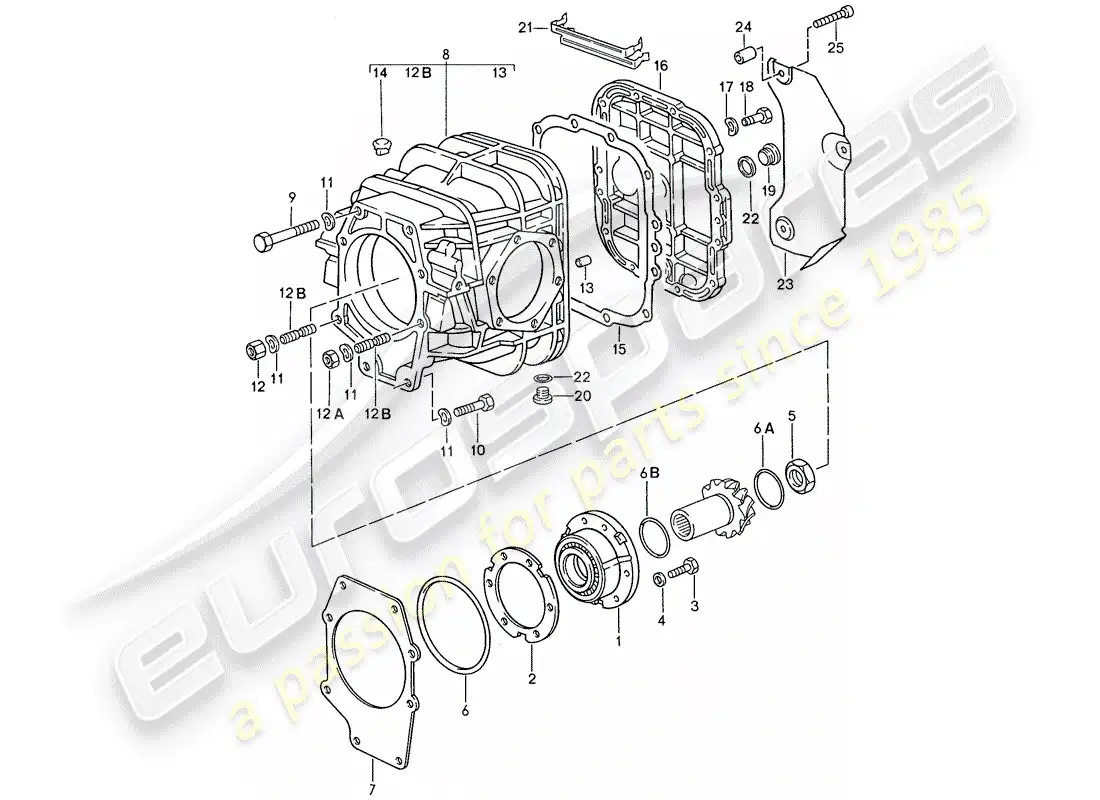 porsche 1990 (928) transmisión automática - diferencial 1 diagrama de piezas