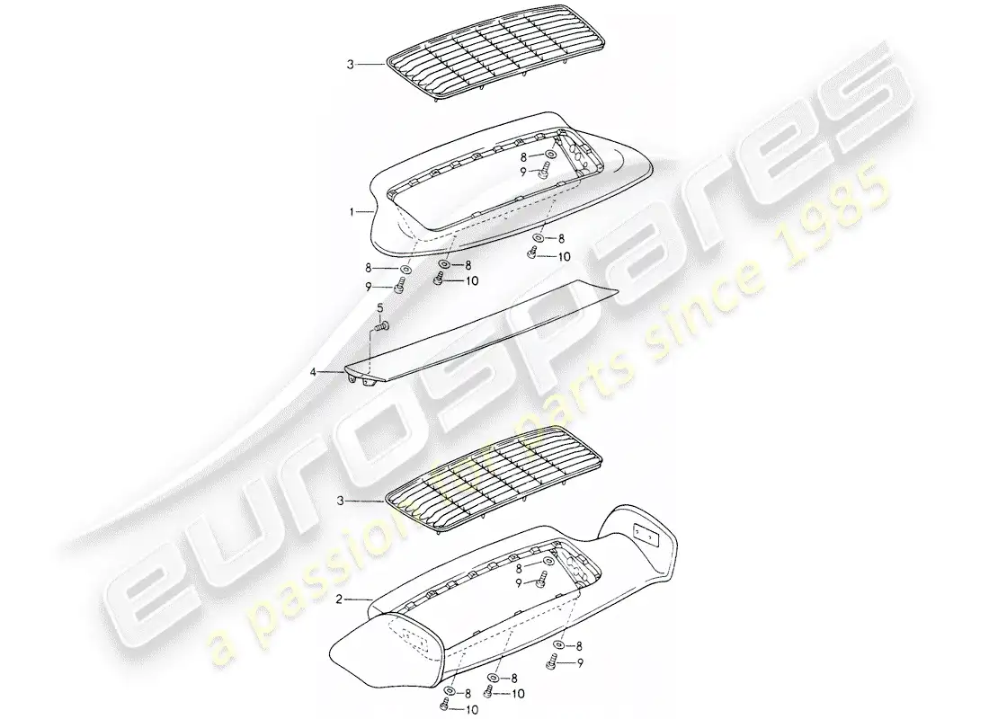 porsche 1994 (993) alerón trasero diagrama de piezas