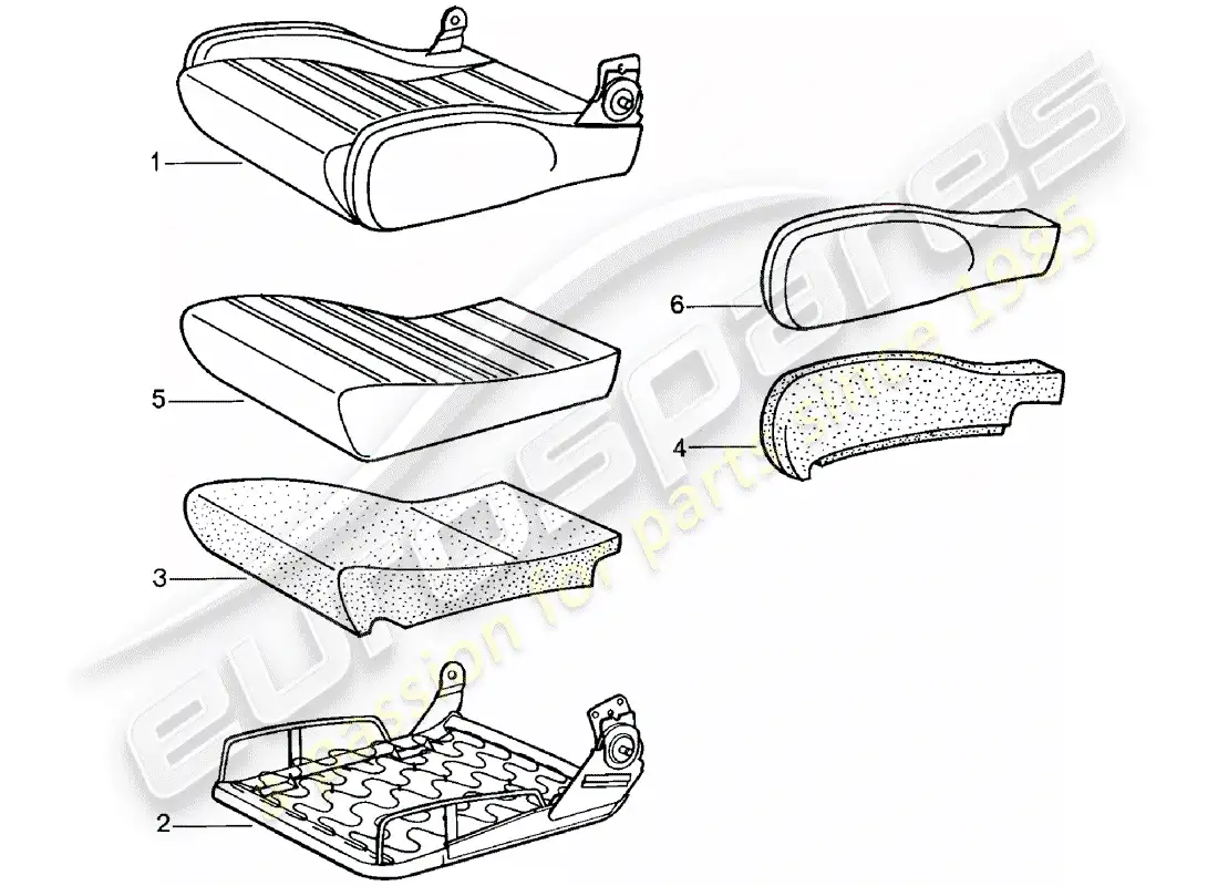 porsche 1980 (911) asiento deportivo - cojín de asiento - piezas individuales - d - mj 1981>> diagrama de piezas