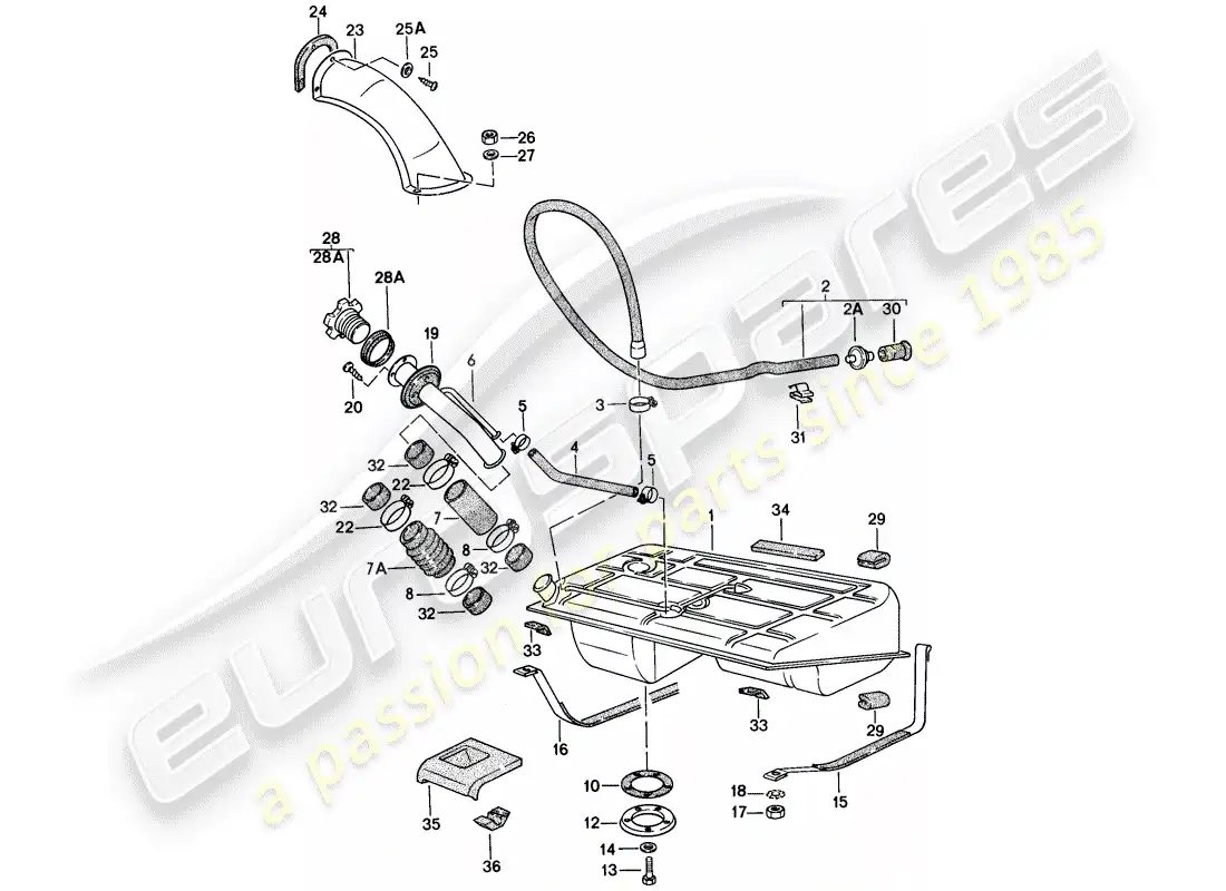 porsche 1979 (924) depósito de combustible diagrama de piezas