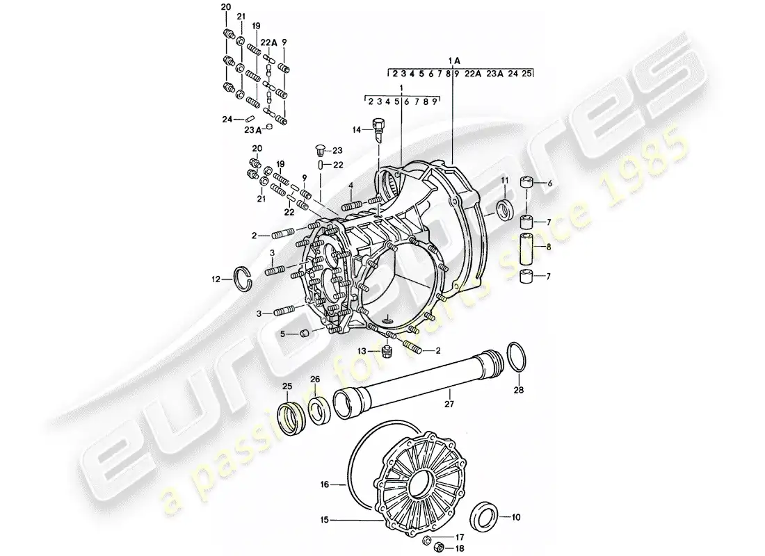 porsche 1979 (911) transmisión de reemplazo - caja de transmisión diagrama de piezas