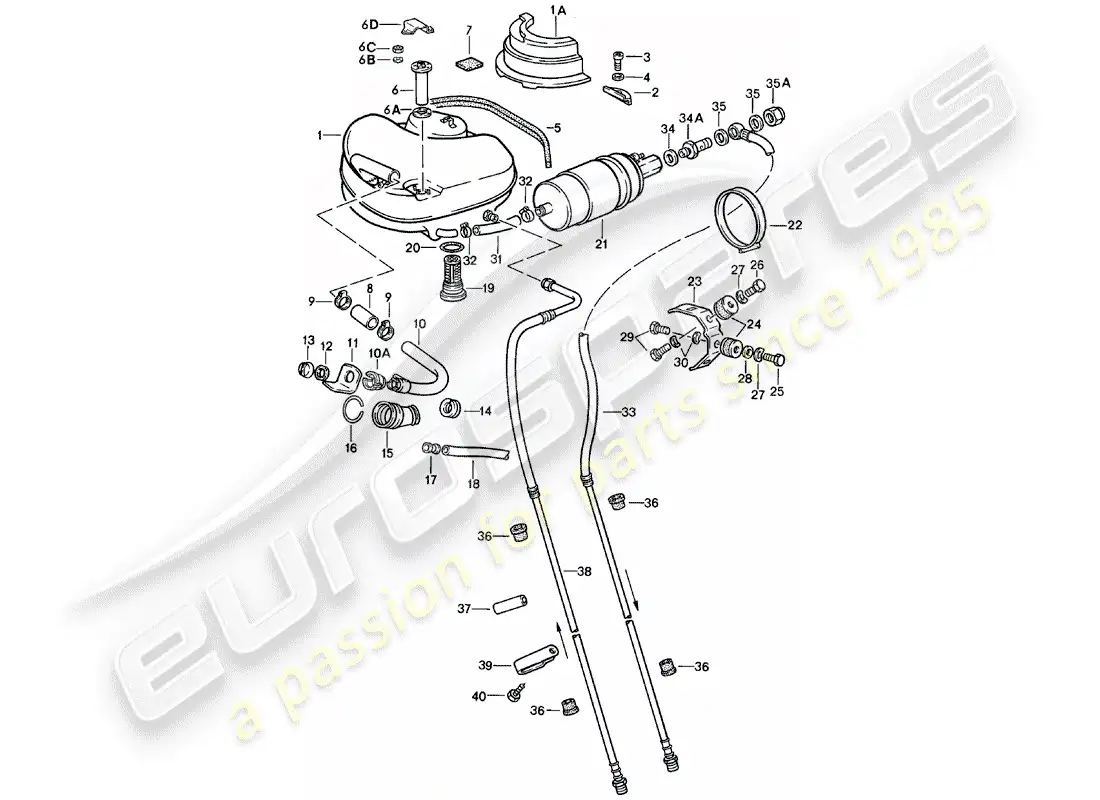 porsche 1981 (911) fuel system diagrama de piezas