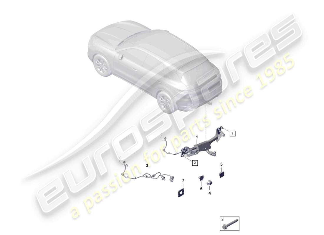 porsche 2025 (cayenne e3 pa) diagrama de piezas del enganche de remolque
