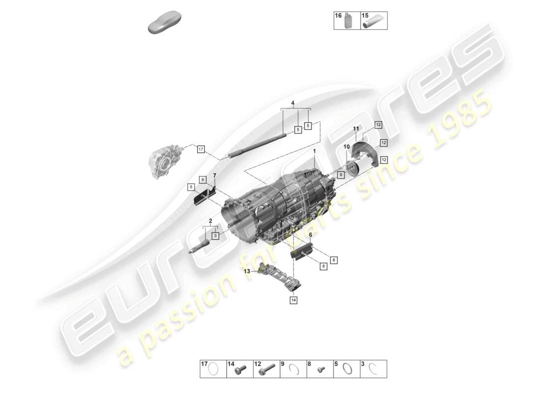 porsche 2022 (panamera 971-2) 8-speed caja de cambios de doble embrague - pdk - diagrama de piezas
