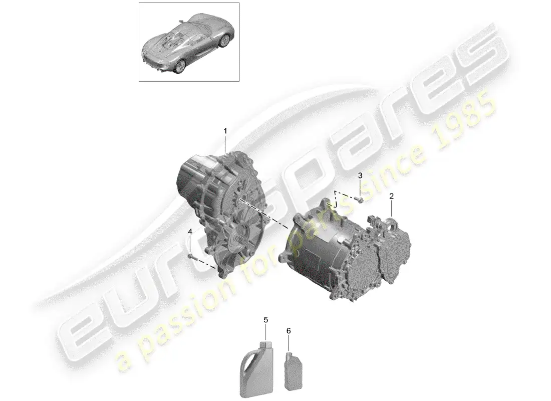 porsche 2015 (918 spyder) diferencial del eje delantero diagrama de piezas