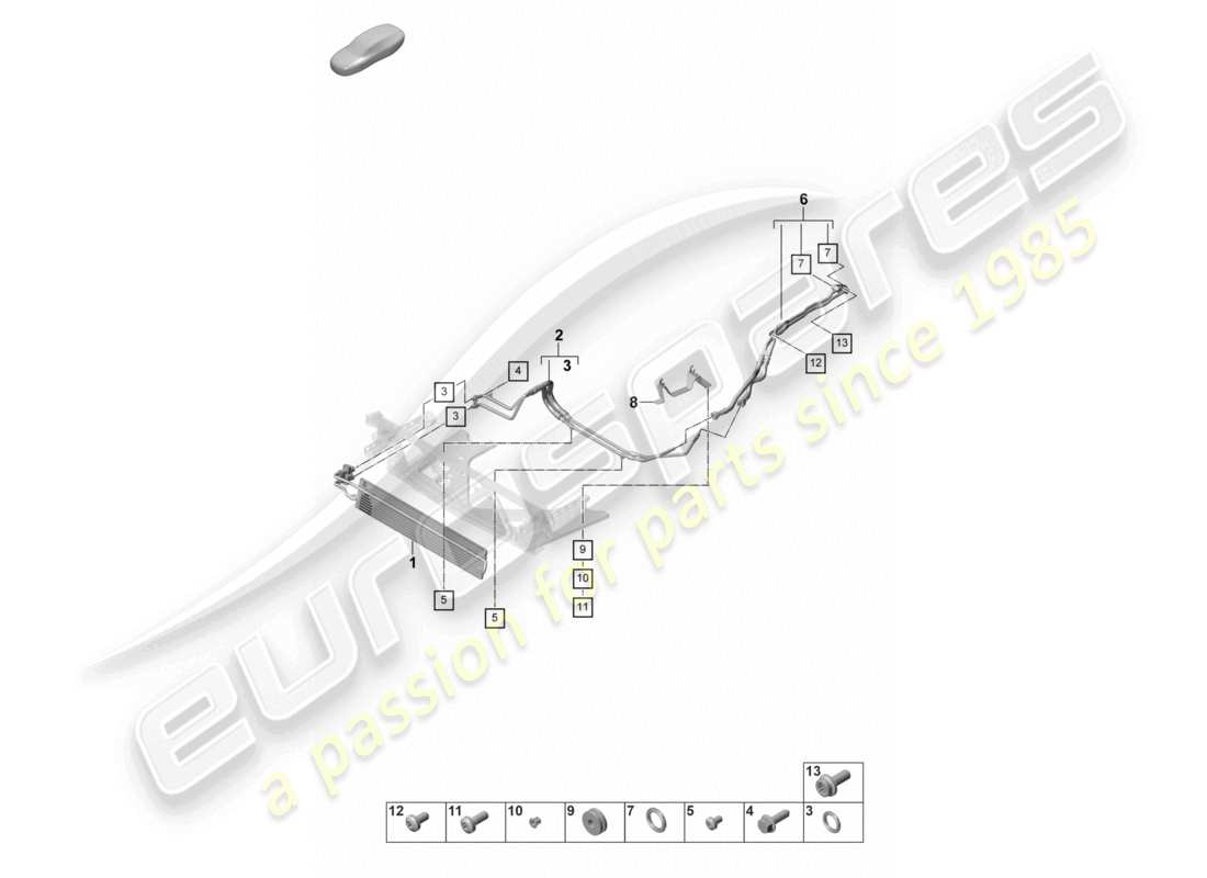 porsche 2022 (panamera 971-2) línea de presión de aceite del enfriador de aceite de engranajes para refrigeración de aceite de la caja de cambios - pdk - diagrama de piezas de la caja de cambios