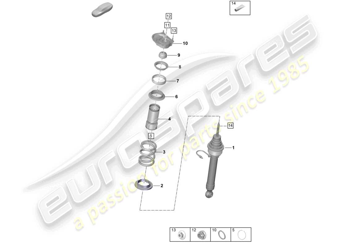 porsche 2021 (992-1 gt3/rs/st) diagrama de piezas de los amortiguadores de suspensión