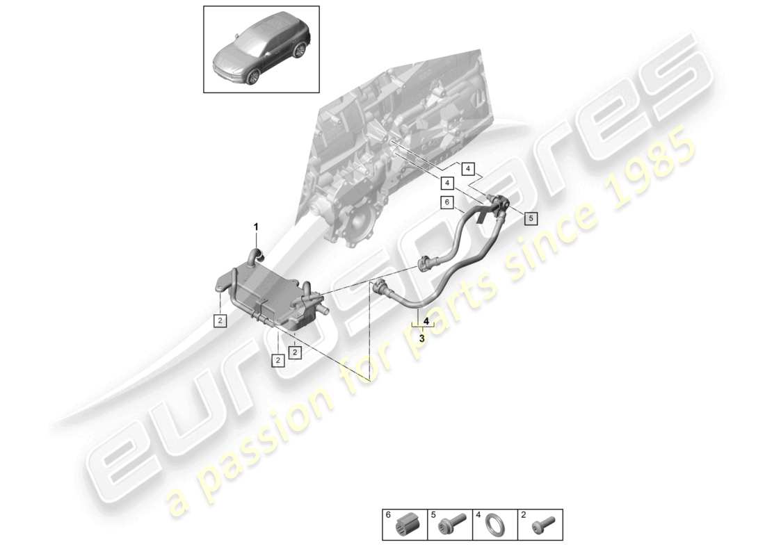 porsche 2024 (cayenne e3 9ya/9yb) 8-speed caja de cambios automática para tracción en las cuatro ruedas enfriador de aceite de engranajes diagrama de piezas del tubo de aceite