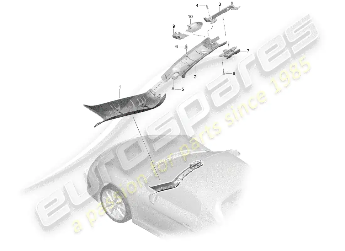porsche 2016 (981 boxster spyder) adornos diagrama de piezas