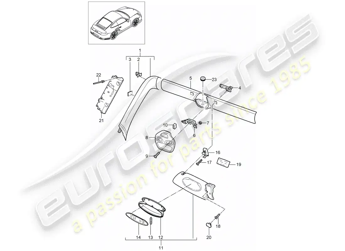porsche 2009 997-2 turbo / gt2 un pilar diagrama de piezas