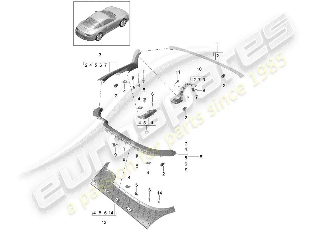 porsche 2015 (991-1) adornos diagrama de piezas