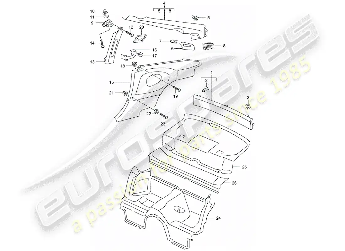 porsche 1999 (996) adornos diagrama de piezas