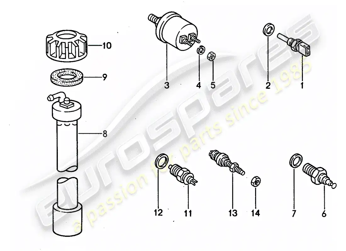 porsche 1995 (968) interruptor - y - sensor diagrama de piezas