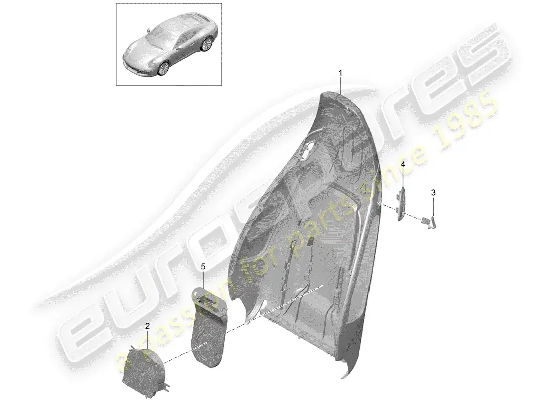 porsche 2019 (991-2) carcasa del respaldo diagrama de piezas