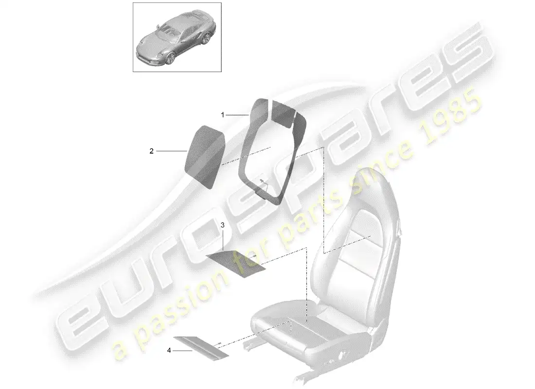 porsche 2019 (991-2 turbo) elemento calentador diagrama de piezas