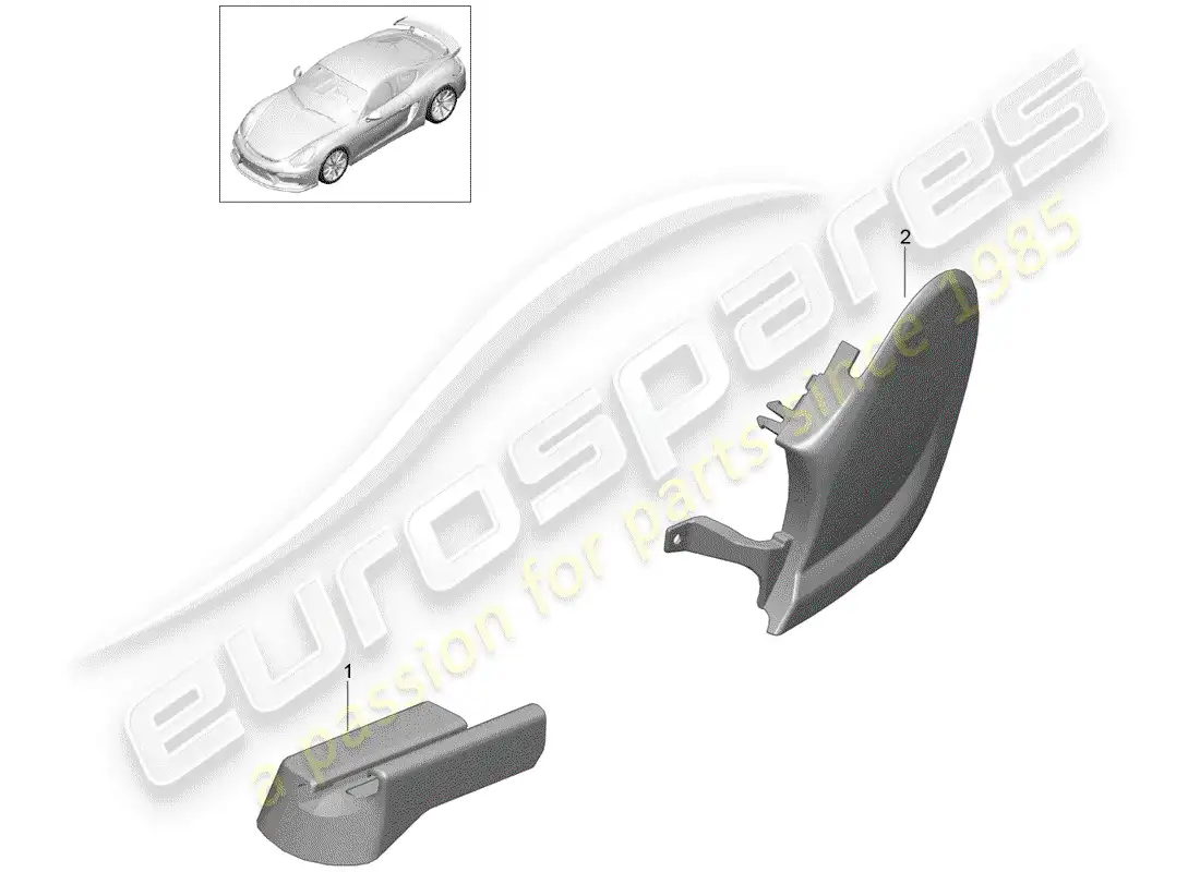 porsche 2016 (981 cayman gt4) diagrama de piezas del asiento deportivo plus
