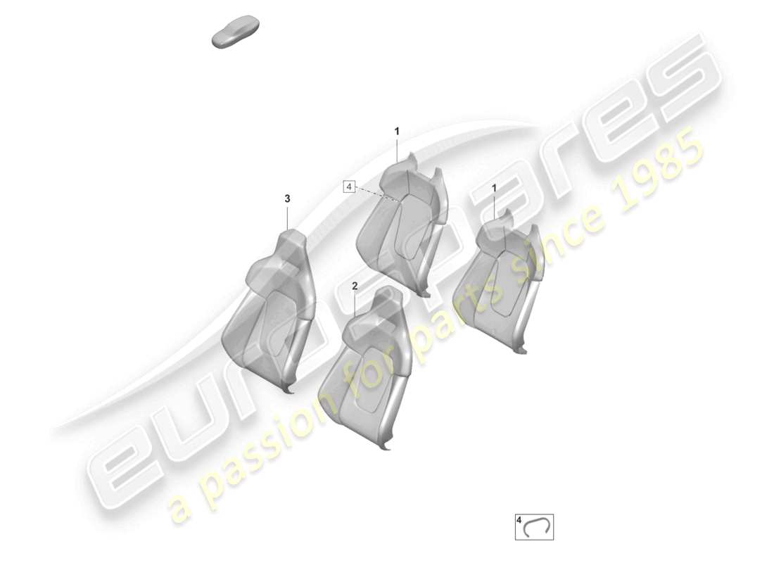 porsche 2021 (taycan 9j1-1) sección de espuma para el lado de apoyo del asiento. funda de respaldo para asiento deportivo para modelos con ventilación del asiento diagrama de piezas