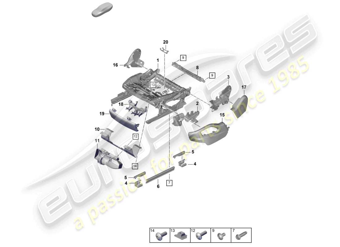 porsche 2025 (cayenne e3 pa) estructura del asiento asiento cómodo diagrama de piezas