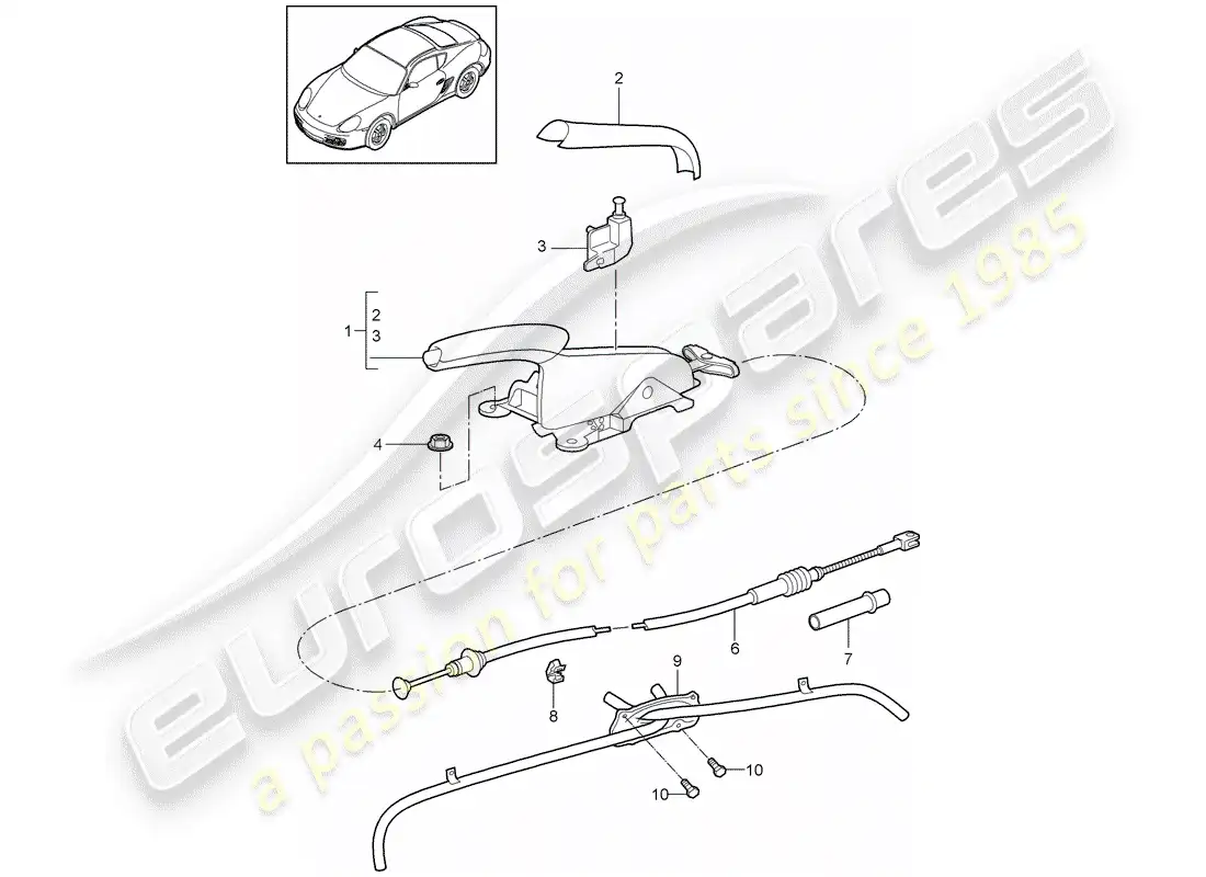 porsche 2011 (987 cayman) freno de mano diagrama de piezas