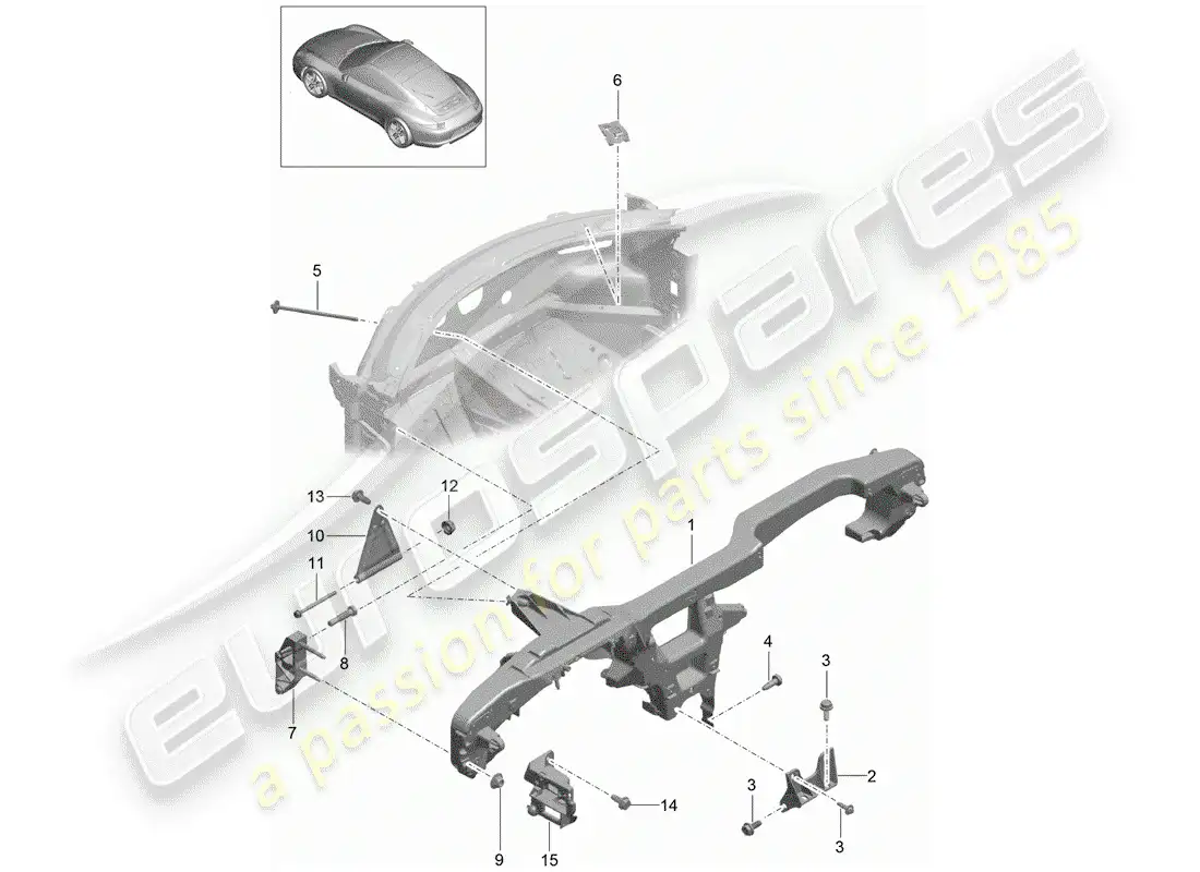 porsche 2014 (991-1) marco de retención diagrama de piezas
