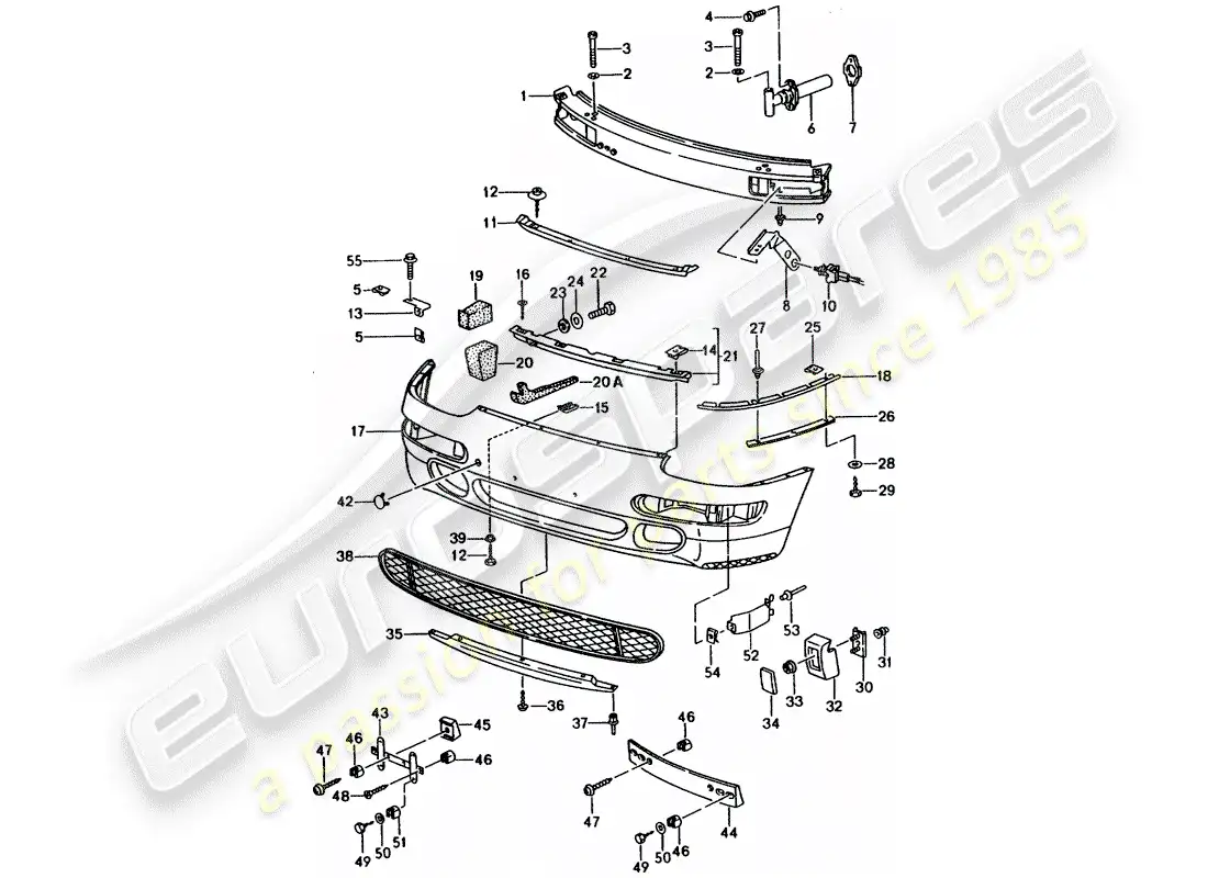 porsche 1995 (993) parachoque diagrama de piezas