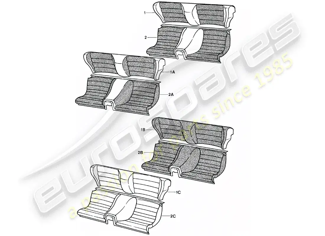 porsche 1980 (924) asiento de emergencia diagrama de piezas
