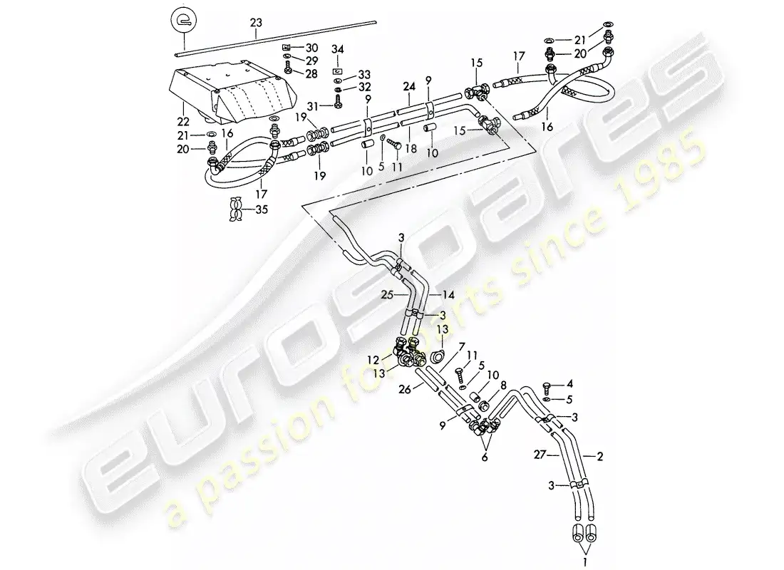 porsche 1963 (356b/356c) tubo de aceite - enfriador de aceite diagrama de piezas