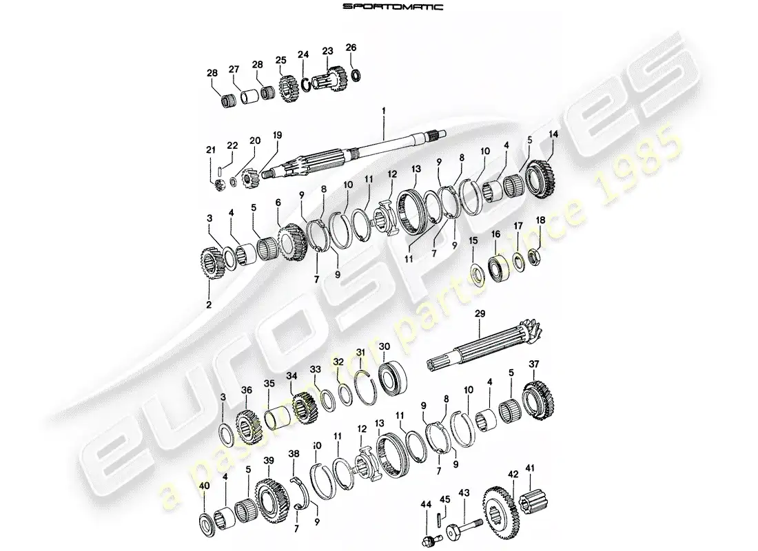porsche 1971 (914) engranajes y ejes diagrama de piezas