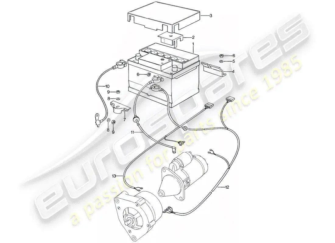 porsche 1979 (924) bateria - cableados - para - arranque - alternador diagrama de piezas